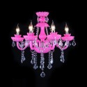 6 Light Pink Candle Style Crystal Chandelier