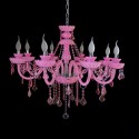 8 Light Pink Candle Style Crystal Chandelier