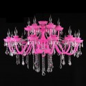 18 Light (12+6) 2 Tiers Pink Candle Style Crystal Chandelier