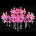 18 Light (12+6) 2 Tiers Pink Candle Style Crystal Chandelier