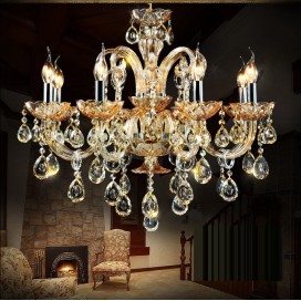 8 Light Amber Candle Style Crystal Chandelier