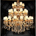 30 Light (15+10+5) 3 Tiers Amber Candle Style Crystal Chandelier