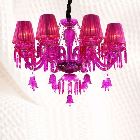 8 Light Purple Candle Style Crystal Chandelier