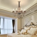 8 Light Modern Gray Candle Style Crystal Chandelier