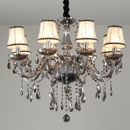 8 Light Modern Gray Candle Style Crystal Chandelier