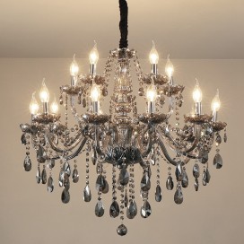 15 Light (10+5) 2 Tiers Modern Gray Candle Style Crystal Chandelier