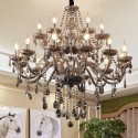 18 Light (12+6) 2 Tiers Modern Gray Candle Style Crystal Chandelier