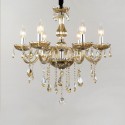 Modern Cognac Colour Candle Style Crystal Chandelier