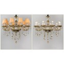 Modern Cognac Colour Candle Style Crystal Chandelier