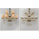 Modern Cognac Colour Candle Style Crystal Chandelier