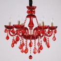 6 Light Red Candle Style Crystal Chandelier