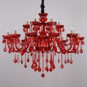 18 Light (12+6) 2 Tiers Red Candle Style Crystal Chandelier