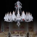 24 Light (12+12) 2 Tiers Clear Candle Style Crystal Chandelier