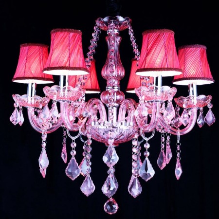 6 Light Rose Red Candle Style Crystal Chandelier