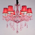 6 Light Rose Red Candle Style Crystal Chandelier