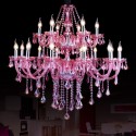 18 Light (12+6) 2 Tiers Rose Red Candle Style Crystal Chandelier