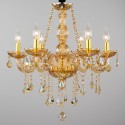 6 Light Amber Candle Style Crystal Chandelier