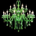 18 Light (12+6) 2 Tiers Green Candle Style Crystal Chandelier