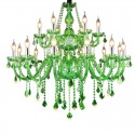 18 Light (12+6) 2 Tiers Green Candle Style Crystal Chandelier