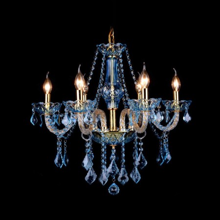 6 Light Blue Candle Style Crystal Chandelier