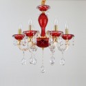 6 Light Red Candle Style Crystal Chandelier