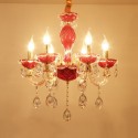 6 Light Red Candle Style Crystal Chandelier