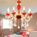 8 Light Red Candle Style Crystal Chandelier