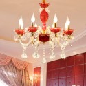 8 Light Red Candle Style Crystal Chandelier