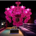 8 Light Red Purple Blue Candle Style Crystal Chandelier