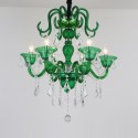 6 Light Green Candle Style Crystal Chandelier