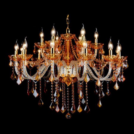 18 Light (12+6) 2 Tiers Amber Candle Style Crystal Chandelier