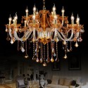 18 Light (12+6) 2 Tiers Amber Candle Style Crystal Chandelier