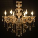 6 Light Cognac Colour Candle Style Crystal Chandelier