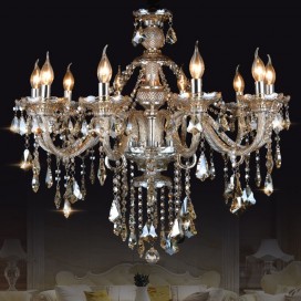 10 Light Cognac Colour Candle Style Crystal Chandelier