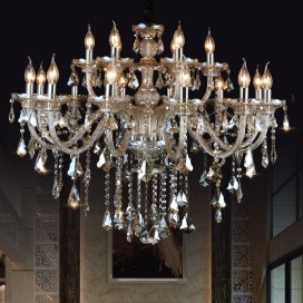 18 Light (12+6) 2 Tiers Cognac Colour Candle Style Crystal Chandelier