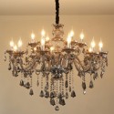 18 Light (12+6) 2 Tiers Gray Candle Style Crystal Chandelier