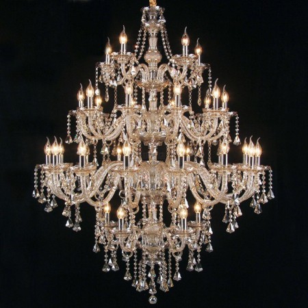 35 Light (5+15+10+5) 3 Tiers Cognac Colour Huge Candle Style Crystal Chandelier