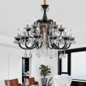 18 Light (12+6) 2 Tiers Black Candle Style Crystal Chandelier