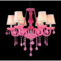 6 Light Pink Candle Style Crystal Chandelier