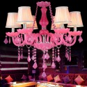 6 Light Pink Candle Style Crystal Chandelier