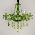 6 Light Green Candle Style Crystal Chandelier