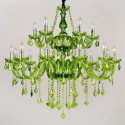 18 Light (12+6) 2 Tiers Green Candle Style Crystal Chandelier