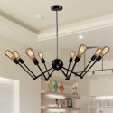 Black Retro Vintage Metal 8 Light Single Tier Chandelier