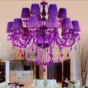 18 Light (12+6) 2 Tiers Purple Candle Style Crystal Chandelier