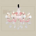 8 Light Pink Kids Room Candle Style Crystal Chandelier