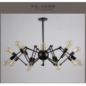 Black Retro Vintage Metal 8 Light Single Tier Chandelier