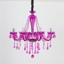 6 Light Purple Candle Style Crystal Chandelier