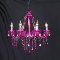 6 Light Purple Candle Style Crystal Chandelier