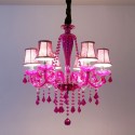 6 Light Purple Candle Style Crystal Chandelier