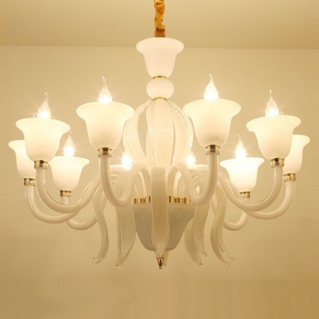 10 Light White Candle Style Crystal Chandelier